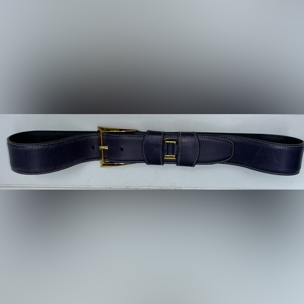 Salvatore Ferragamo Navy Blue and Gold Belt - Picture 4 of 4
